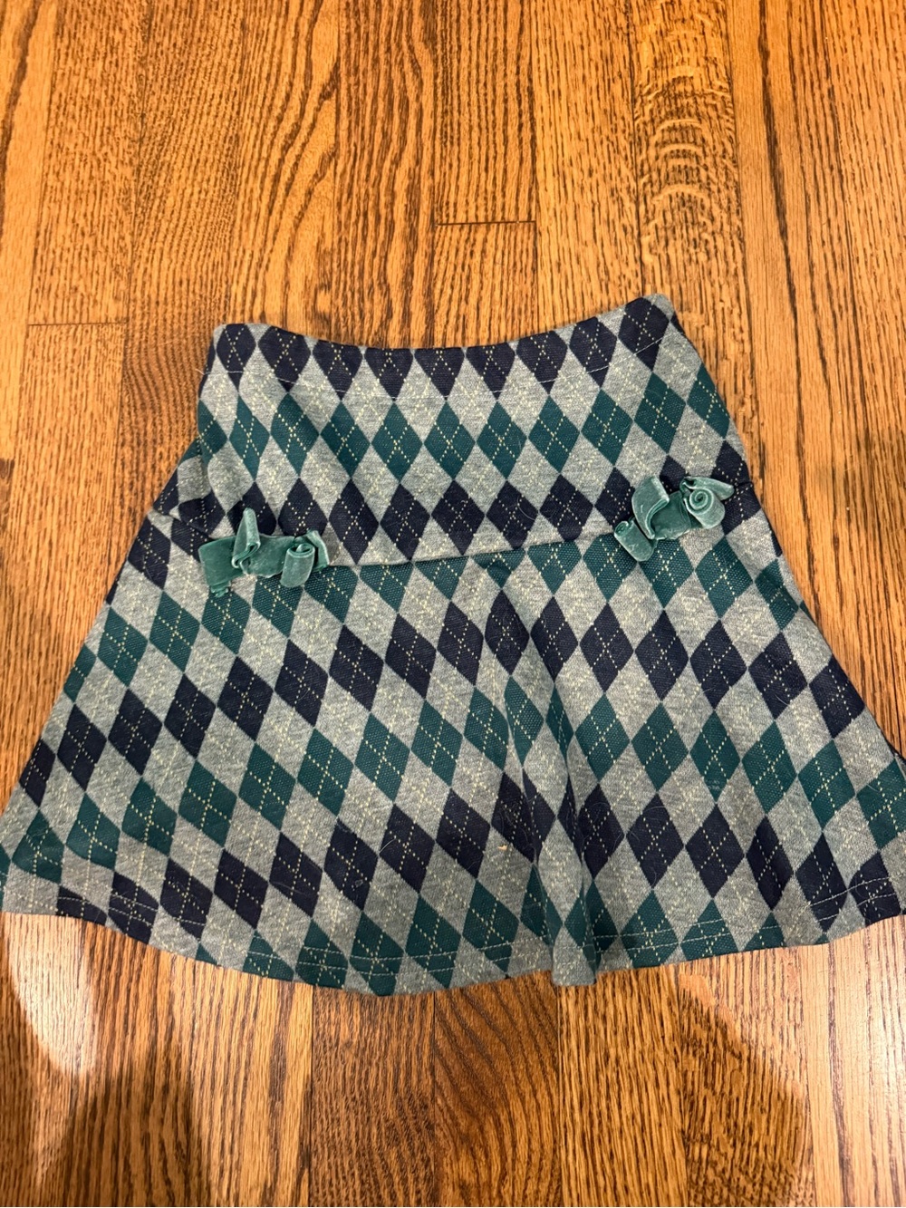 PatPat Teal & Navy Argyle Skater Skirt